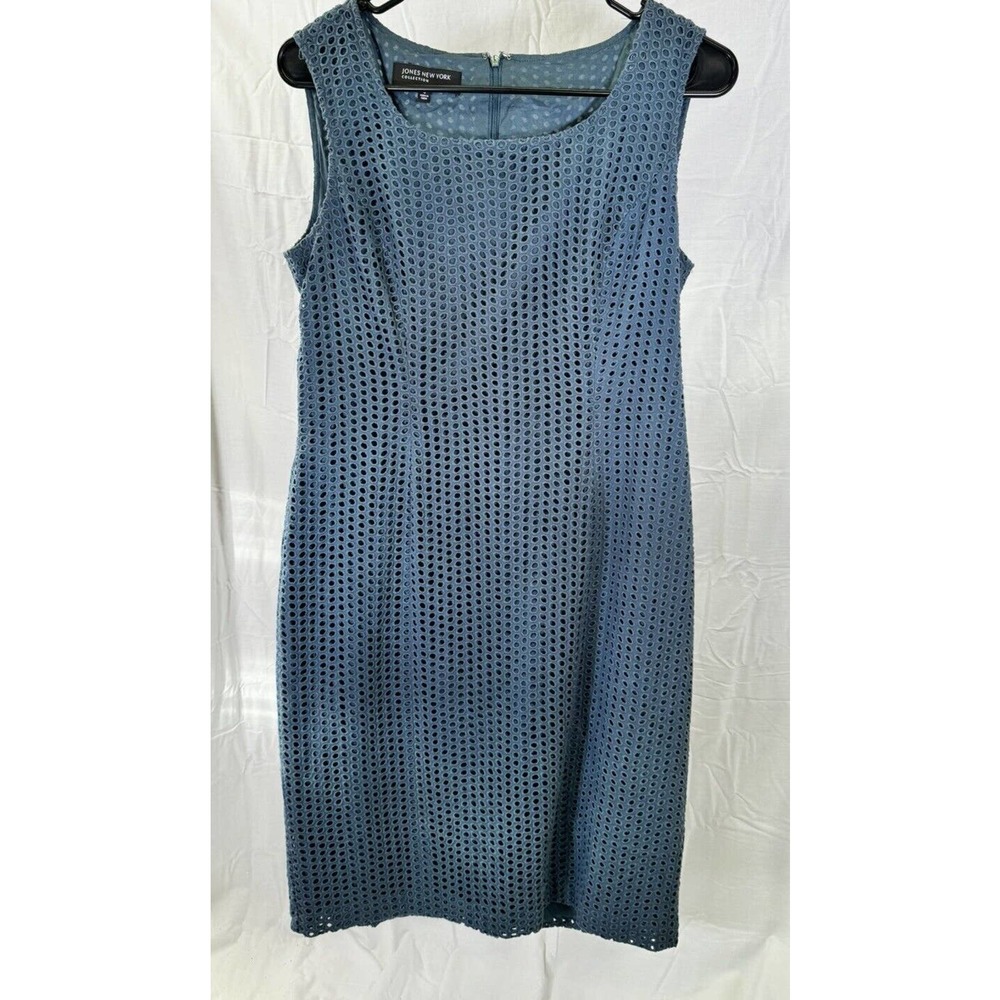 JONES NY SLEEVELESS SCOOP NECK COTTON TANK DRESS, Blue, Size‎ 6, MSRP $79